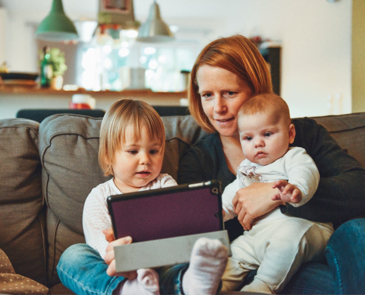 Woman and 2 children