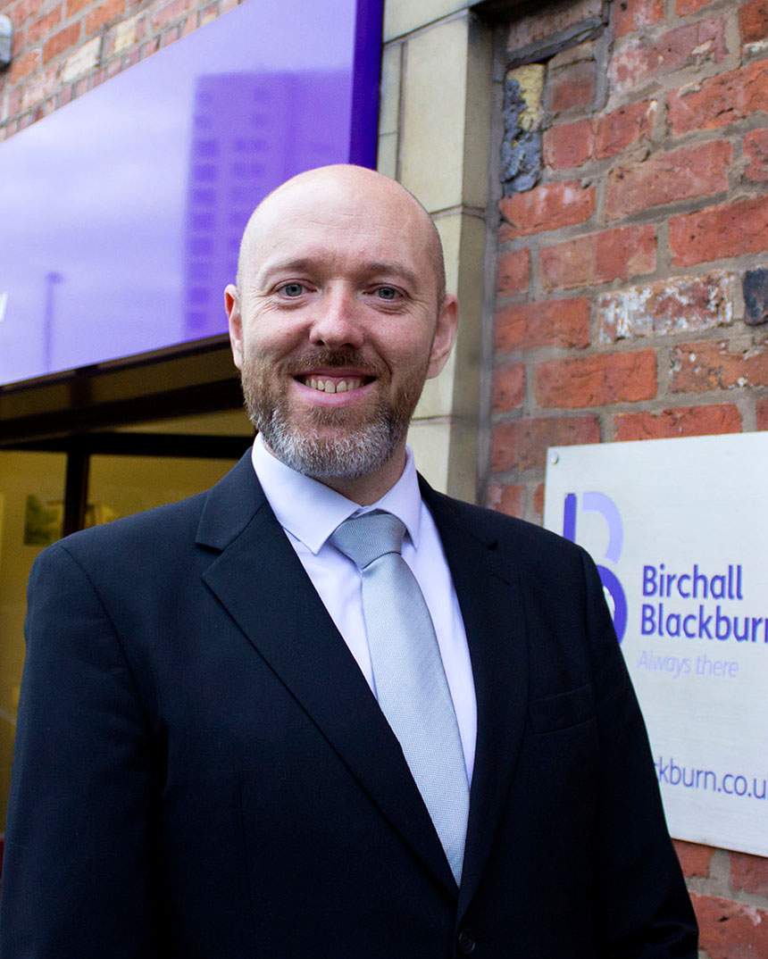 Andrew Taylor outside Birchall Blackburn Law