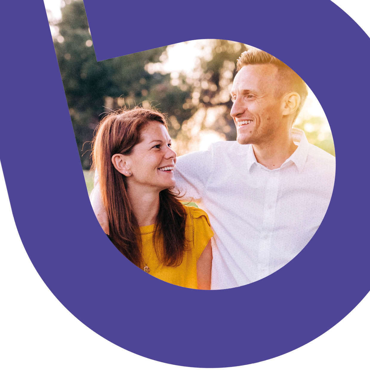 Man and home smiling at each other with the sun behind them